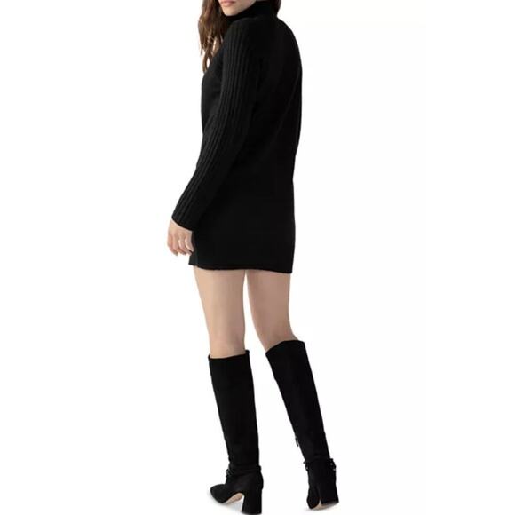 Sanctuary Black Day To Day Cotton Knit Mock Neck Mini Sweater Dress Womens Large - Picture 1 of 7